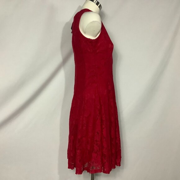 Danny & Nicole Red Sleeveless Lace Red Dress Back Zip Fit & Flare Various NWT - Picture 2 of 6